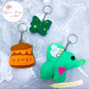 Handmade set (3) felt key chain